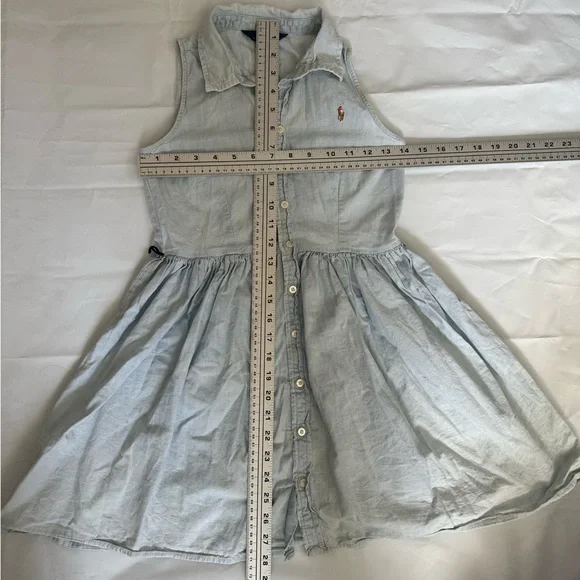👗💙 Girls’ Faded Blue Denim Style Button Up Dress – Youth Size 12 💙👗 - Picture 8 of 9